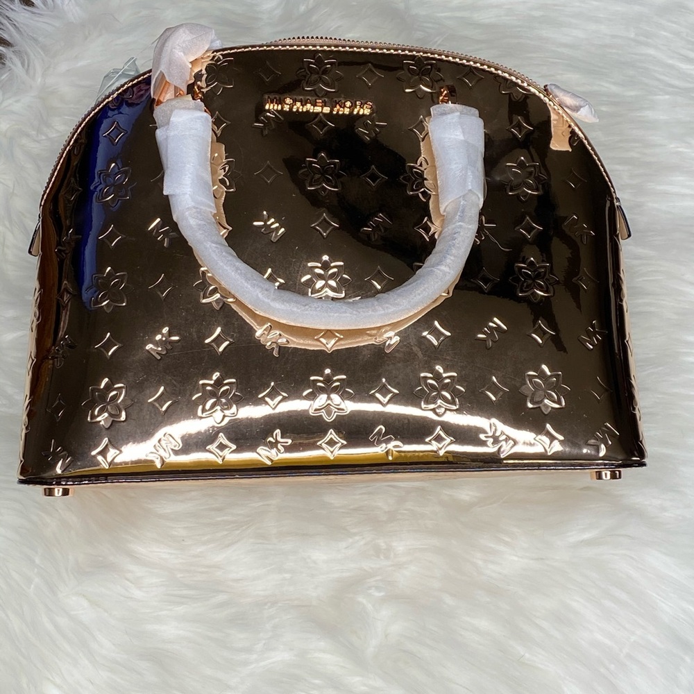 NWT Michael Kors Rose Gold Emmy Dome Satchel
